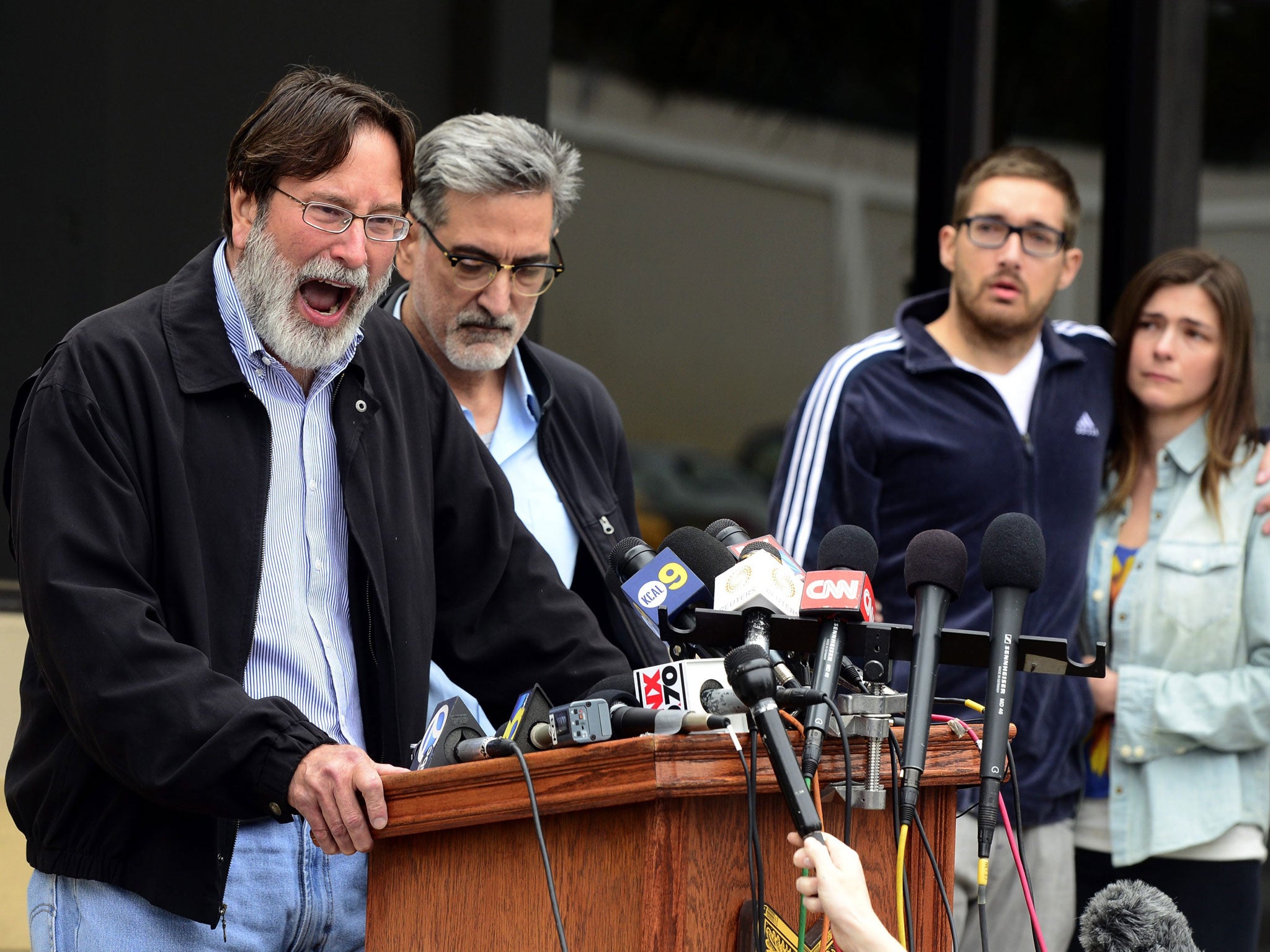 Richard Martinez, whose son was shot dead by Elliot Rogers, blames "craven, irresponsible politicians and the NRA" at a news conference.
