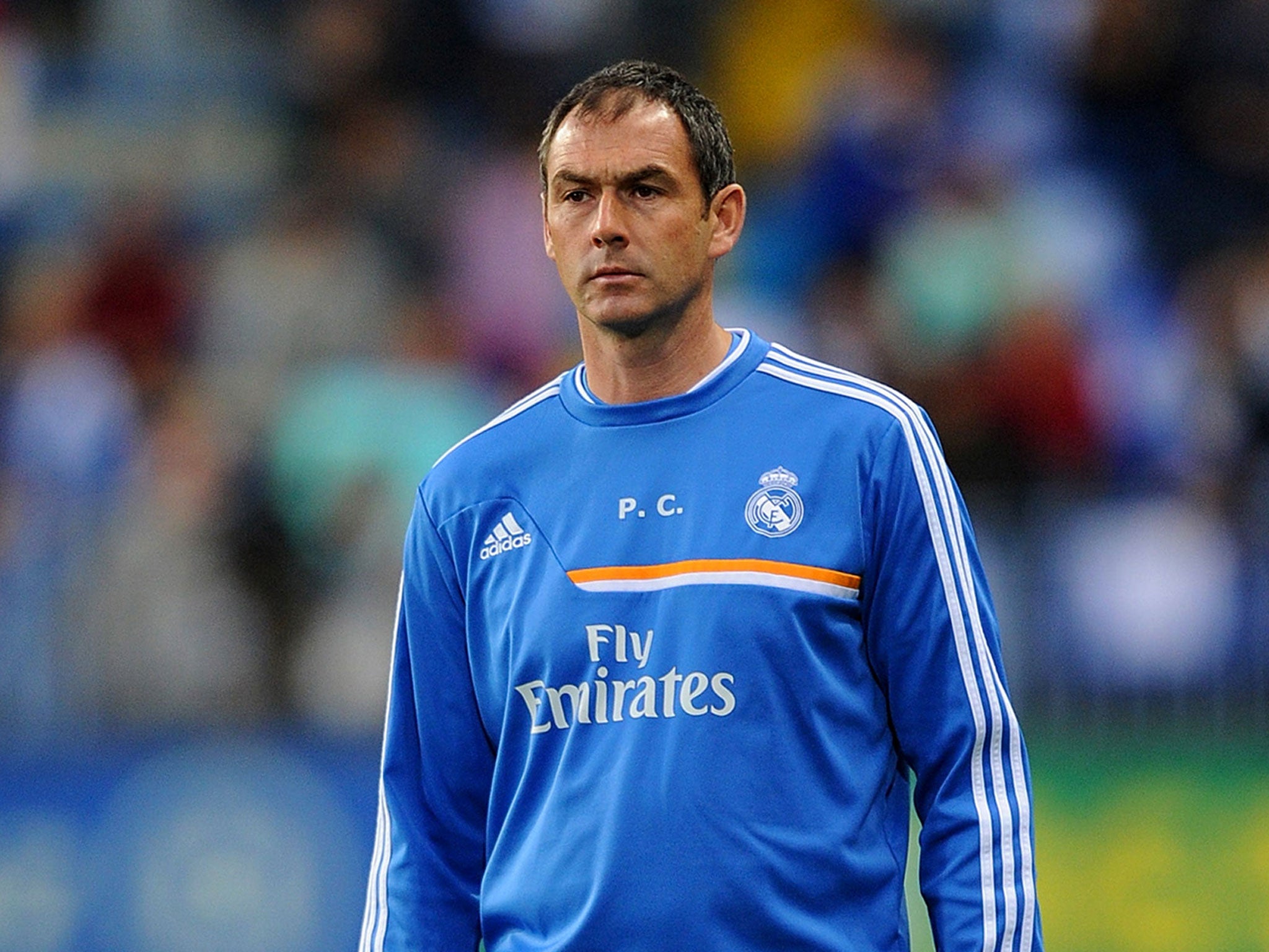 Real Madrid's coach Paul Clement looks on
