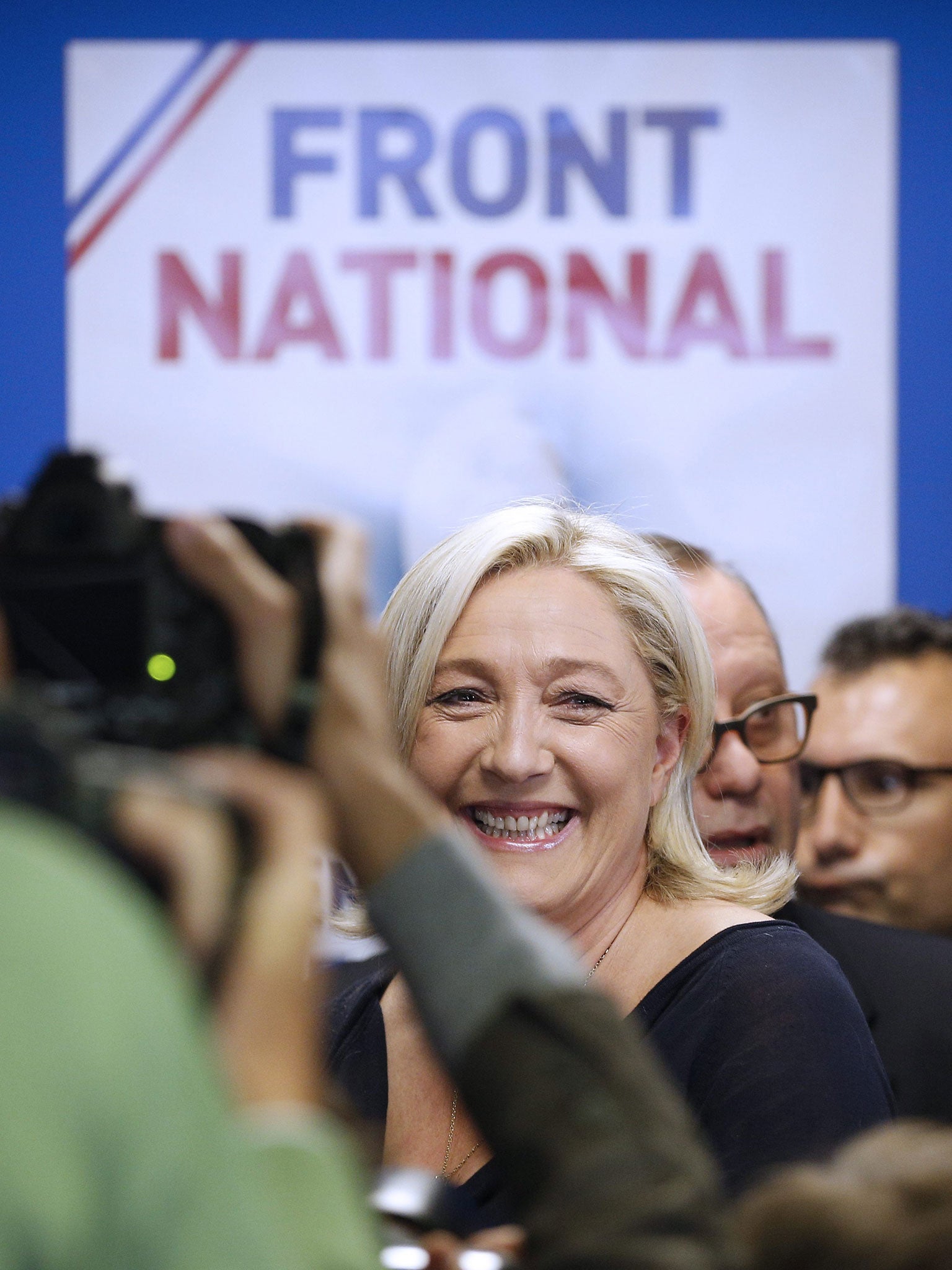 Marine Le Pen’s Front National topped a nationwide poll for the first time in its history, with the anti-immigrant party predicted to take 25 per cent of the vote and as many as 24 seats in the European Parliament