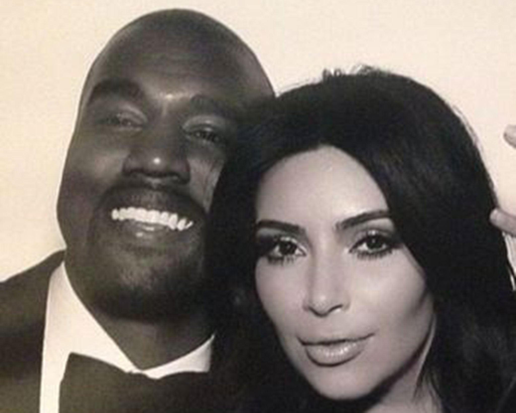 Kim Kardashian and Kanye-West on their wedding day, as shared on Instagram