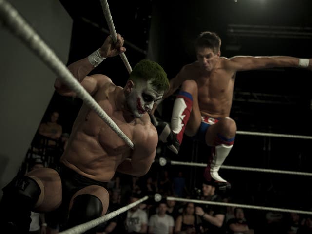 International star Prince Devitt takes a kick from UK icon Jack Sabre