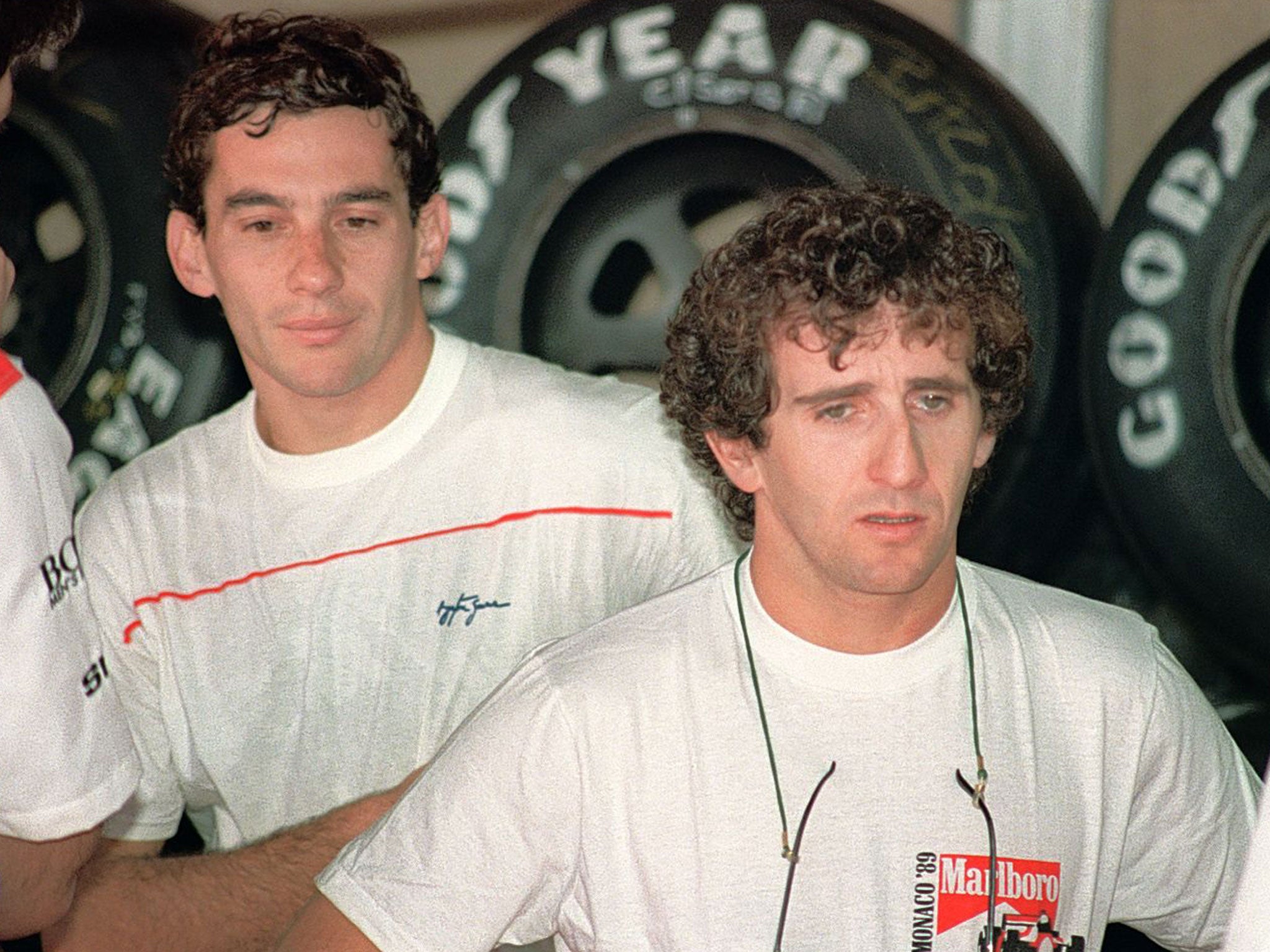 Ayrton Senna (left) and Alain Prost, could not stand the sight of each other as McLaren team-mates in 1989 (Getty Images)