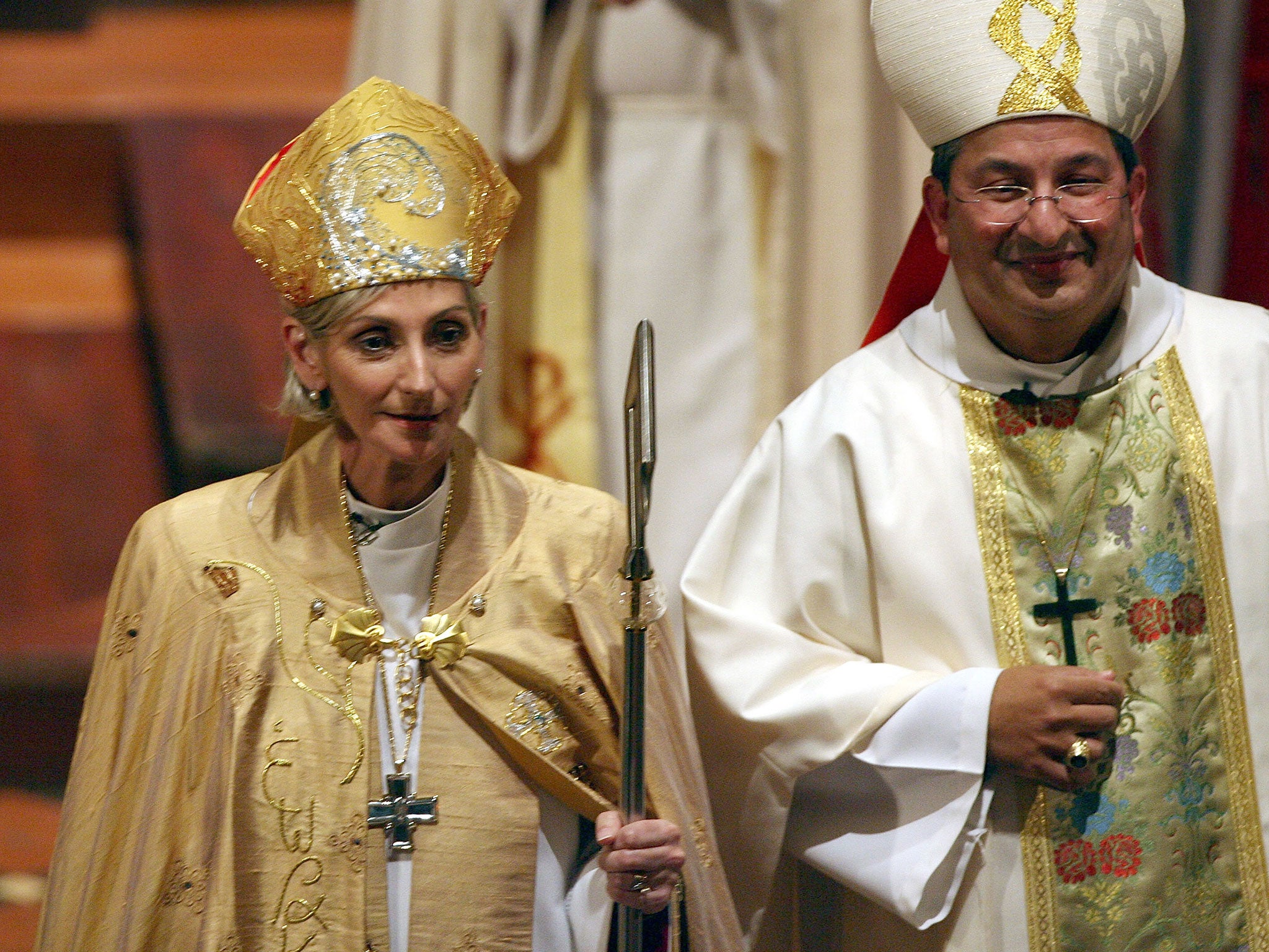 The Right Reverend Kay Goldsworthy, left, was ordained in 2008 as Australia's first Anglican bishop