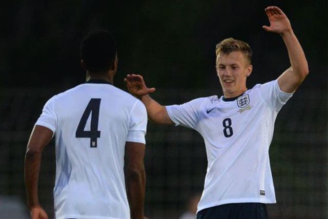 Nathaniel Chalobah celebrates with James Ward-Prowse, right