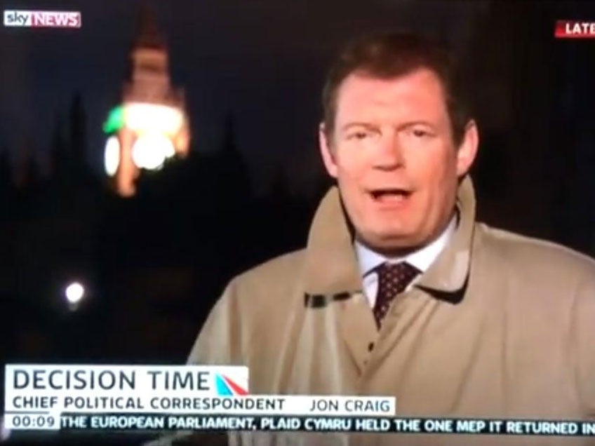 Jon Craig was broadcast swearing on Sky News.