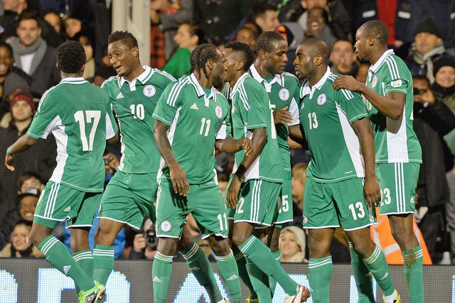 Nigeria players during a friendly played at Craven Cottage last year
