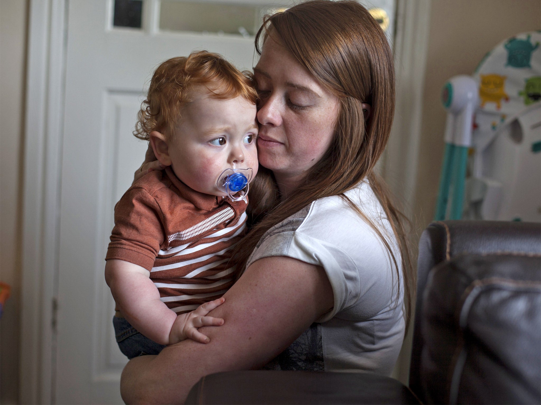 Vicky Cunningham and her son, Oliver-James, are on the cusp of poverty in West Yorkshire