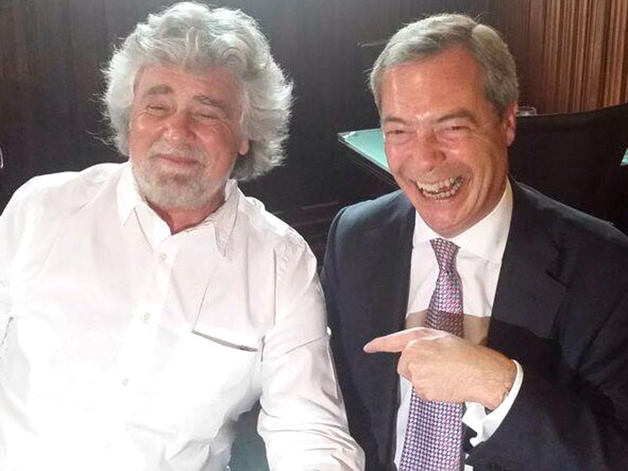 Beppe Grillo and Nigel Farage meet for lunch in Brussels