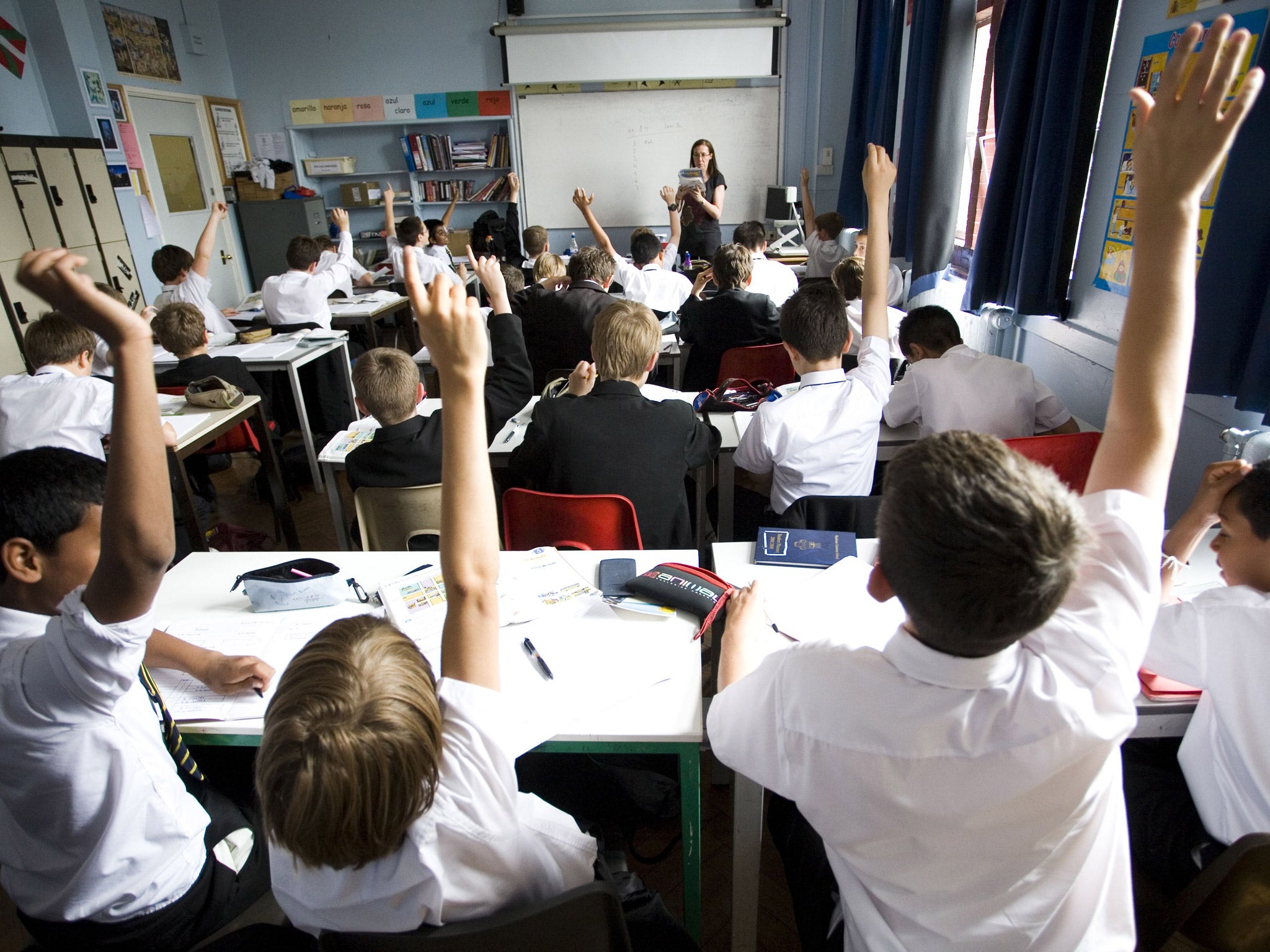 Pupils in class at Maidstone Grammar School