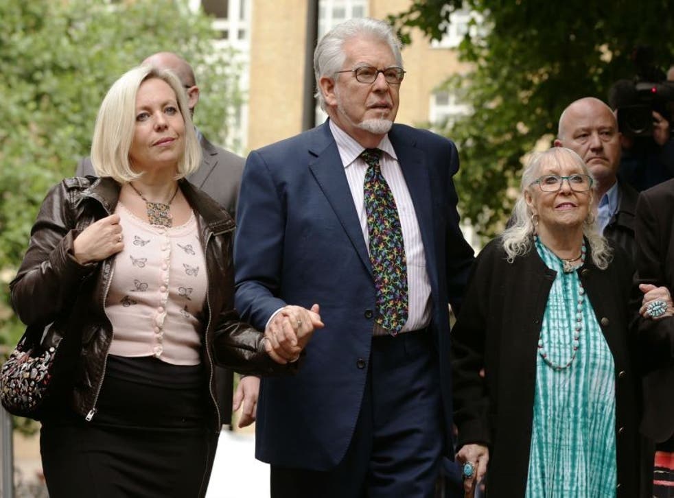 Rolf Harris with daughter his Bindi outside Southwark Crown Court