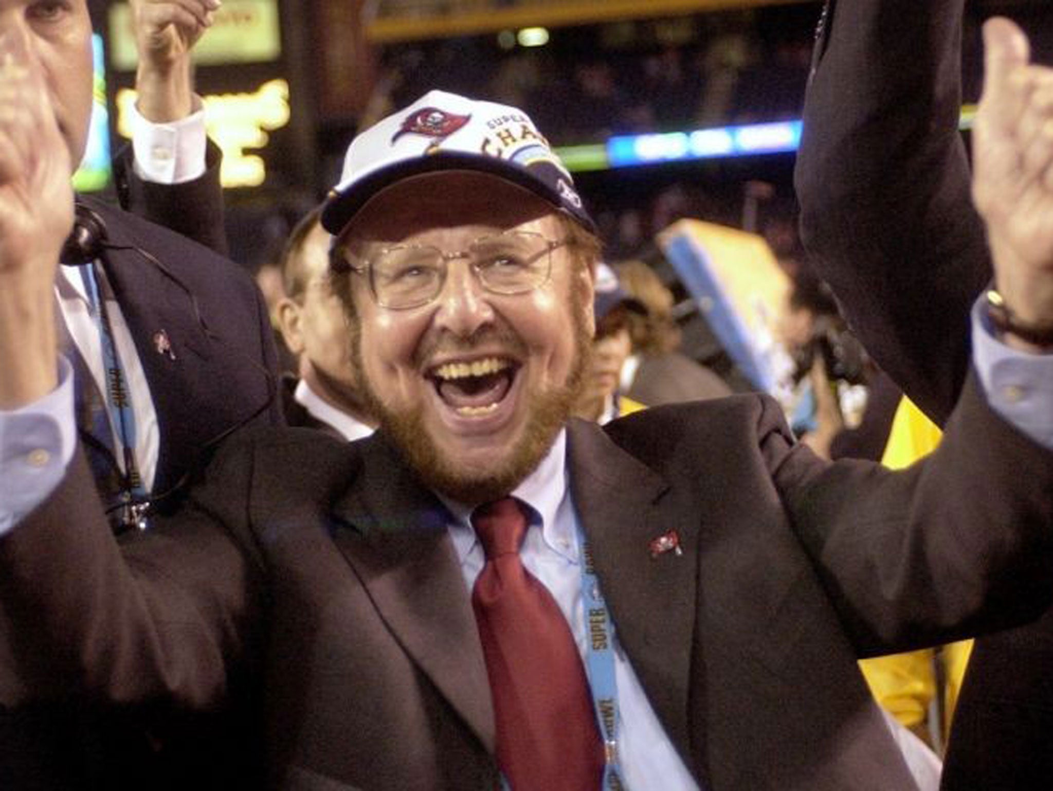 Glazer celebrates the Tampa Bay Buccaneers’ Super Bowl triumph in 2003