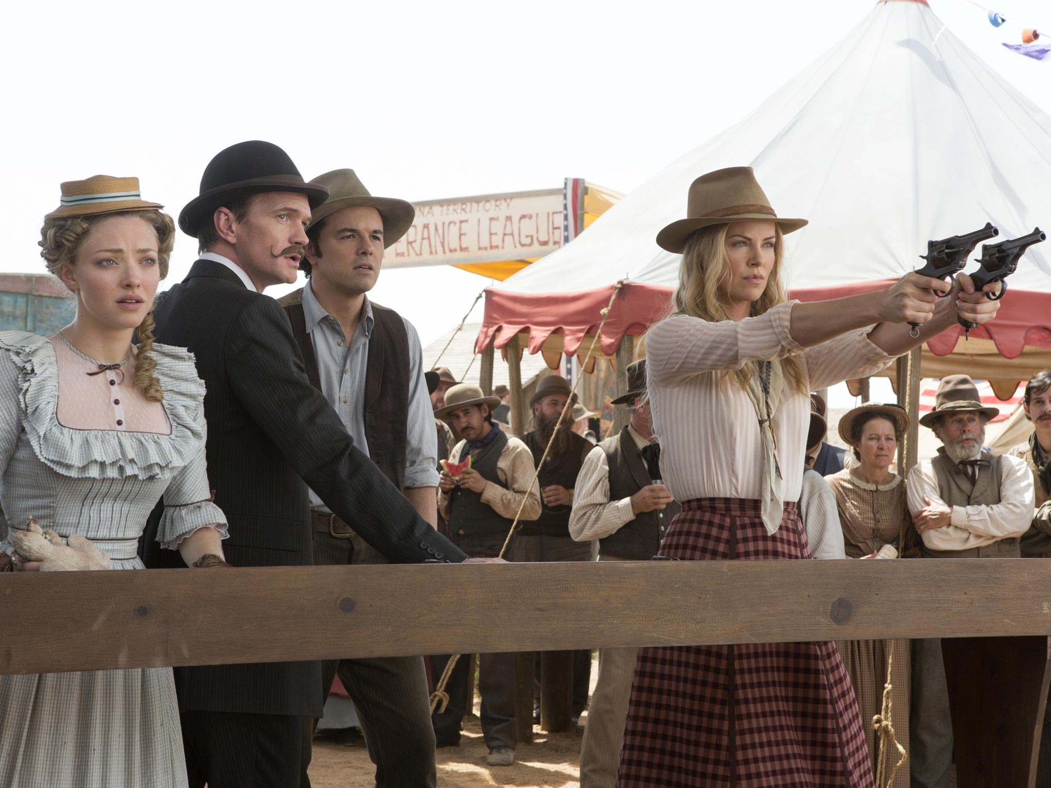 'A Million Ways to Die in the West', with Amanda Seyfried, Neil Patrick Harris, Seth MacFarlane, and Charlize Theron