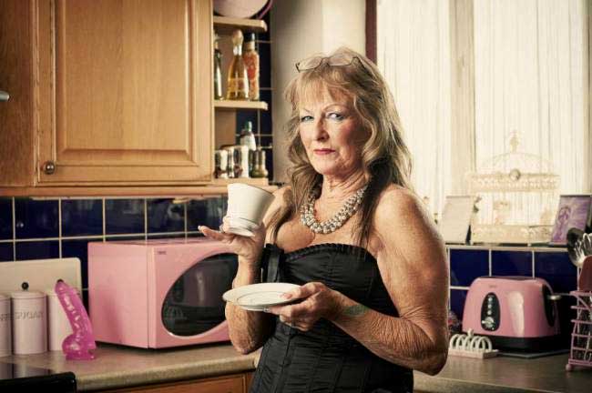 Beverley, 64, enters every room preceded by a yard of cleavage