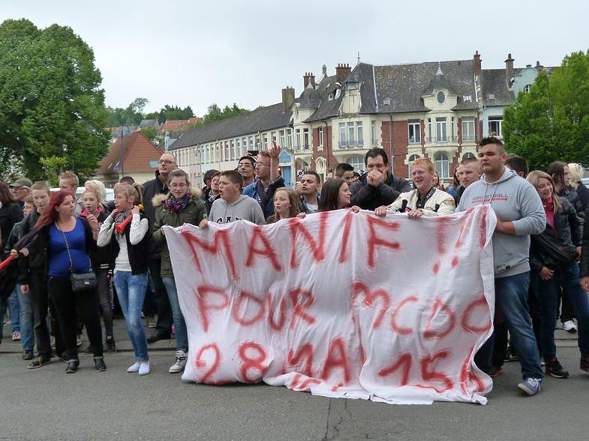 Hundreds of residents of a French village have taken to the streets to protest against a decision taken by local authorities not to build a McDonalds