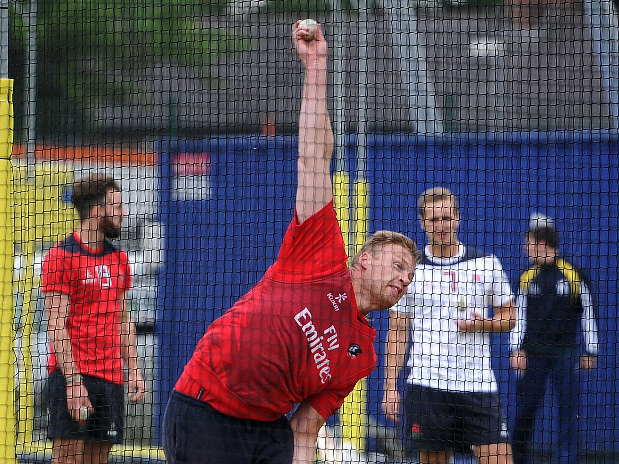 Andrew Flintoff bowling in the nets at Old Trafford
yesterday