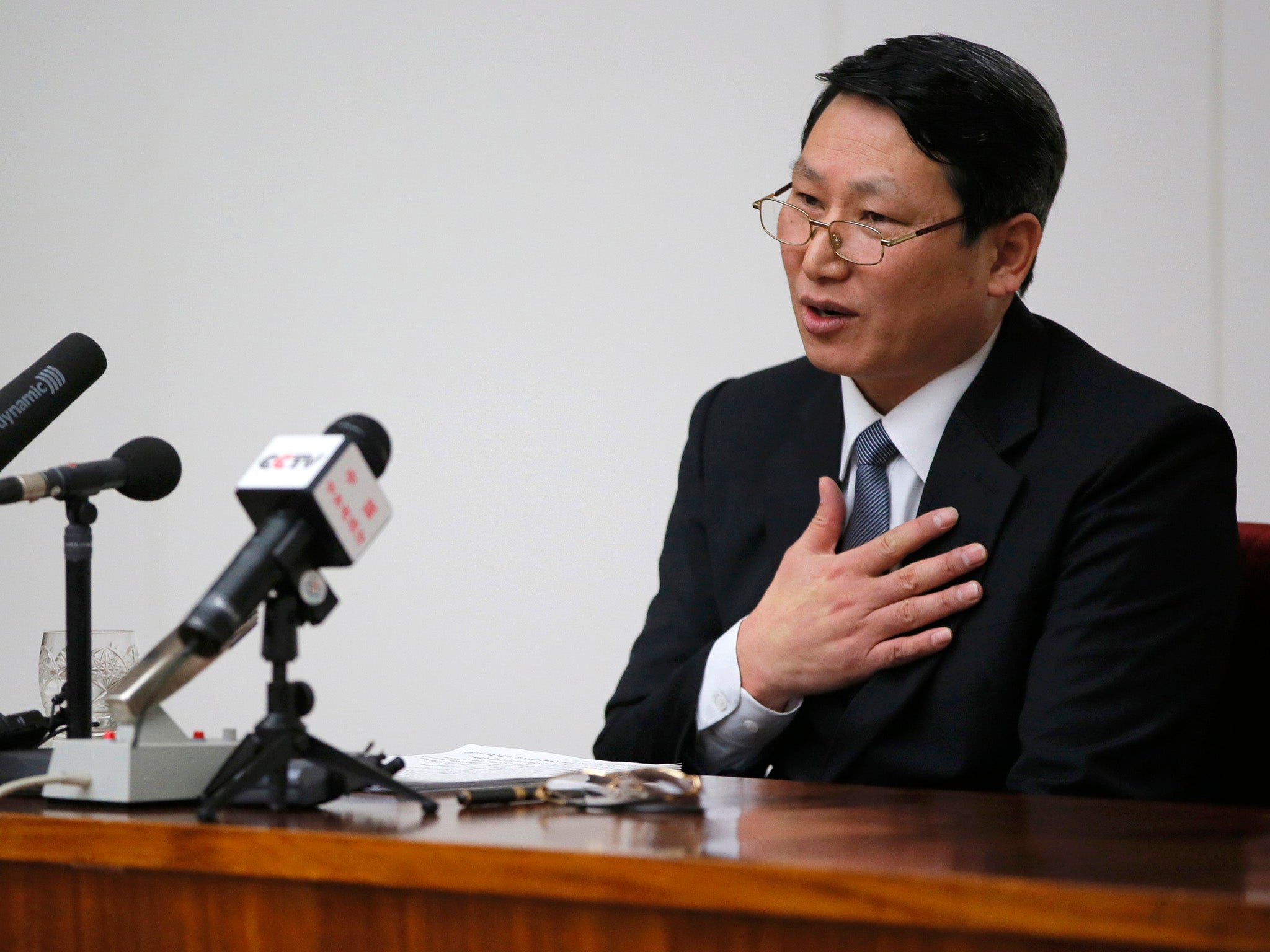Kim Jung Wook speaks during a news conference in Pyongyang, North Korea in February.