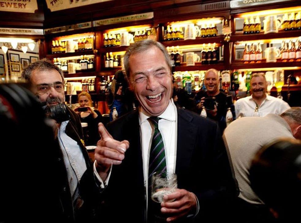 Nigel Farage celebrating the European elections victory.