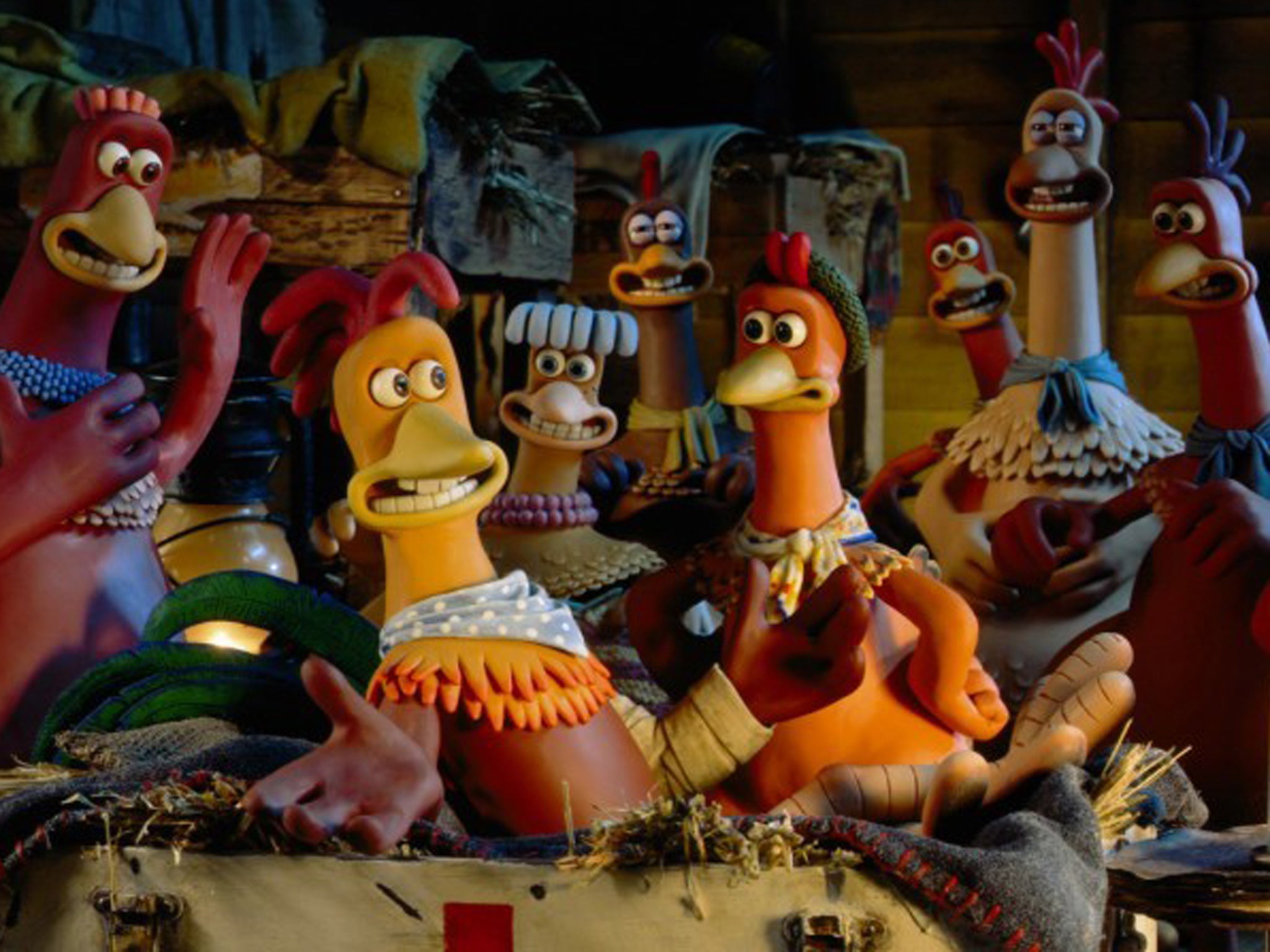 A still from the film Chicken Run