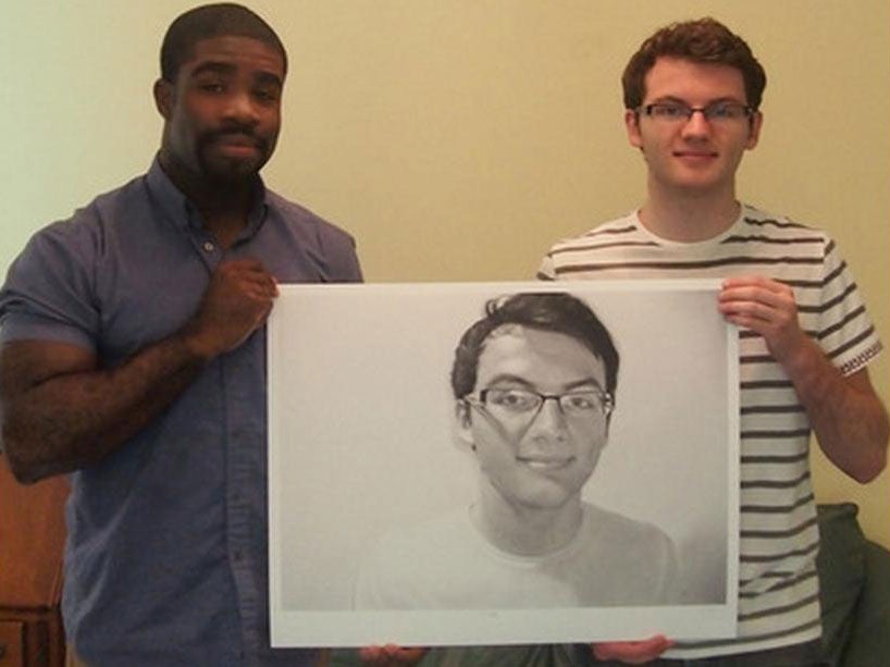 Kelvin Okafor with Stephen Sutton and his portrait