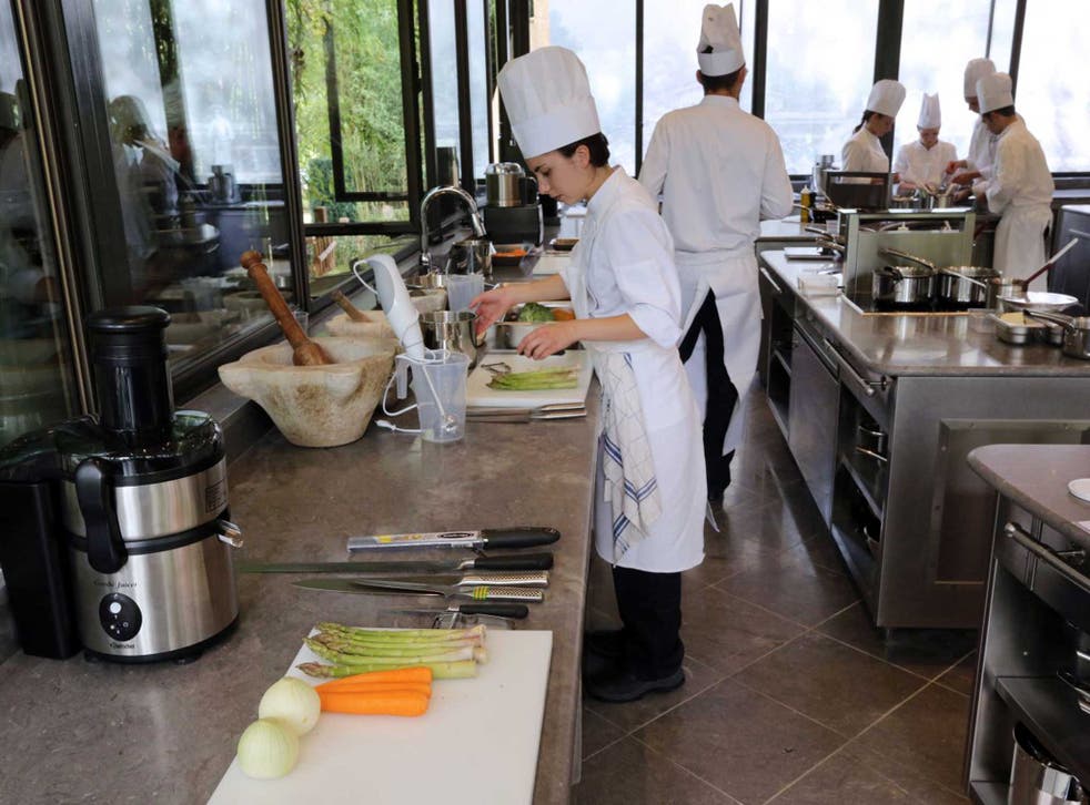 Haute spot: Students take a cookery class at Les Prés d’Eugénie, the hotel run by chef Michel Guérard
