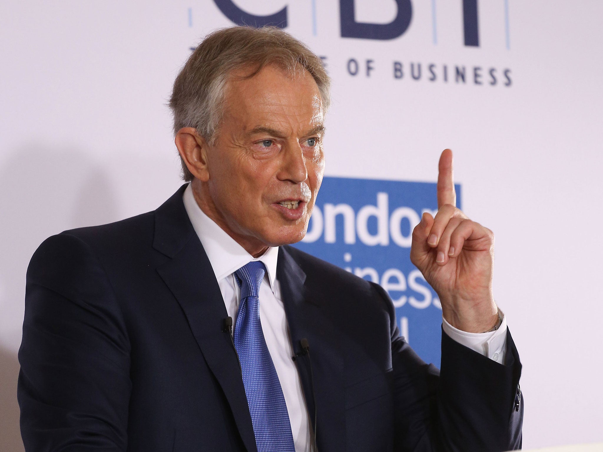 Tony Blair delivers a speech about Europe during a CBI event at the London Business School in central London