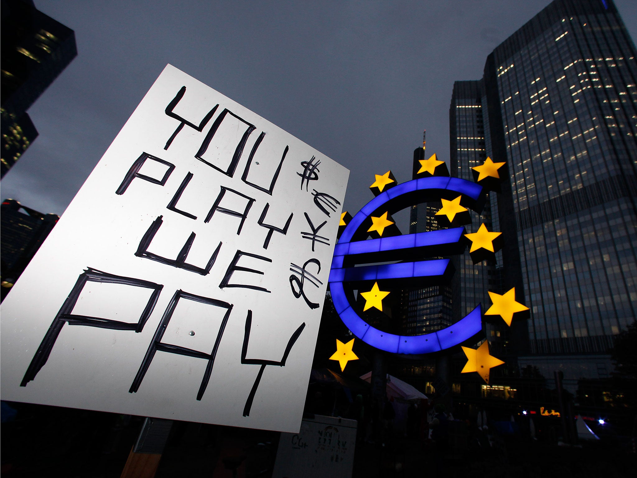The European Central Bank was surrounded by protesters demonstrating against economic and financial policy as part of the Occupy movement in 2011