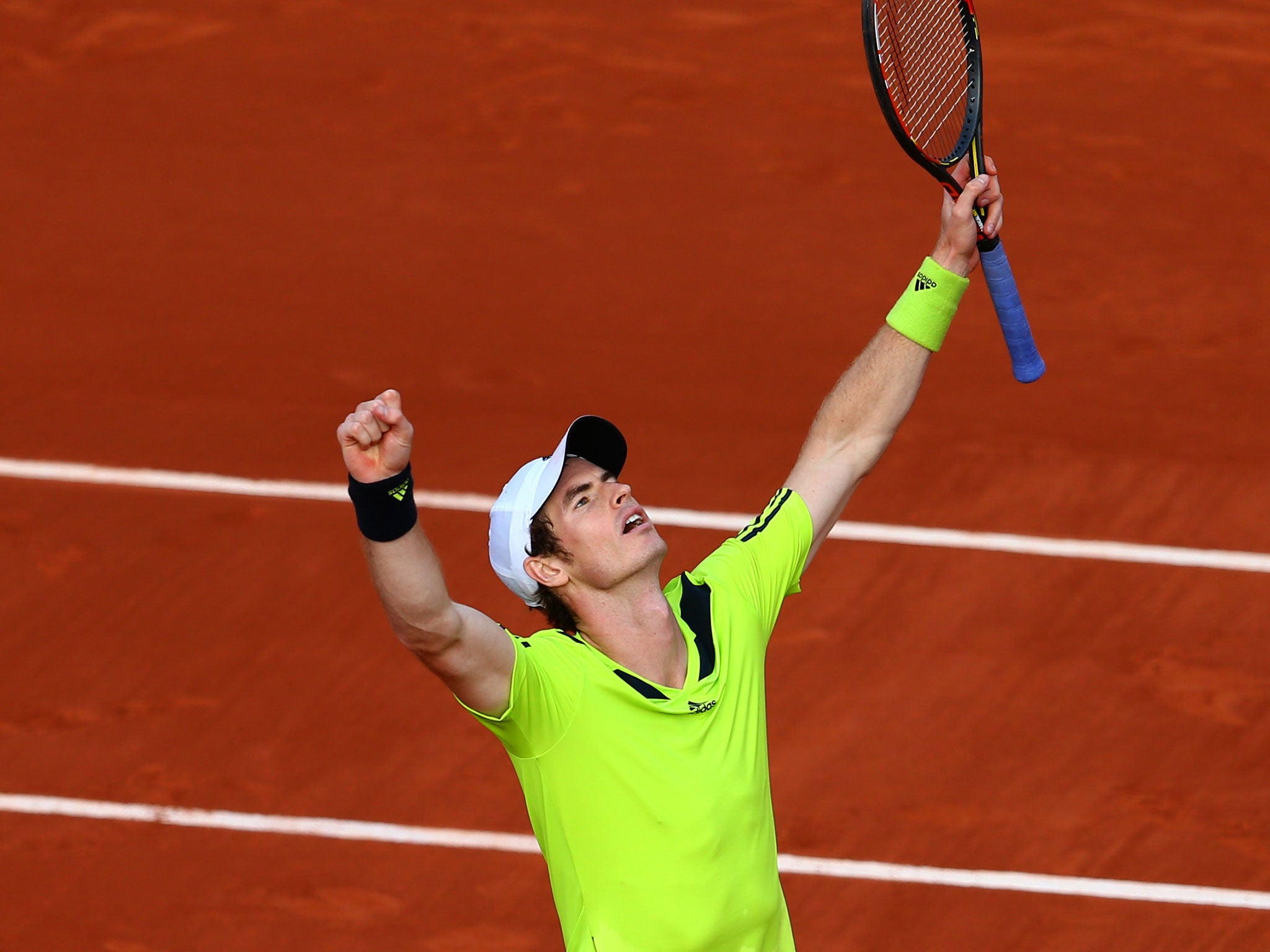 Andy Murray celebrates his French Open win over Fernando Verdasco