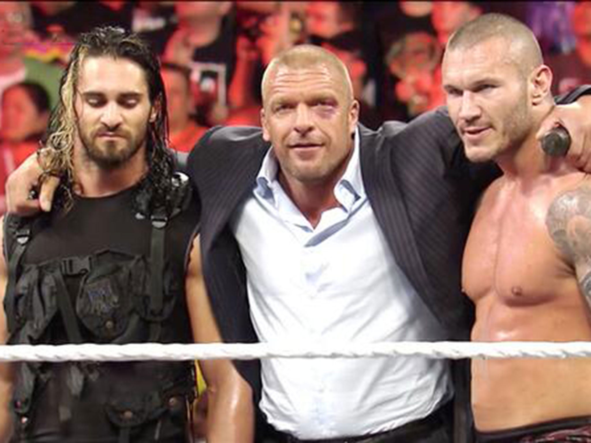 Seth Rollins, Triple H and Randy Orton