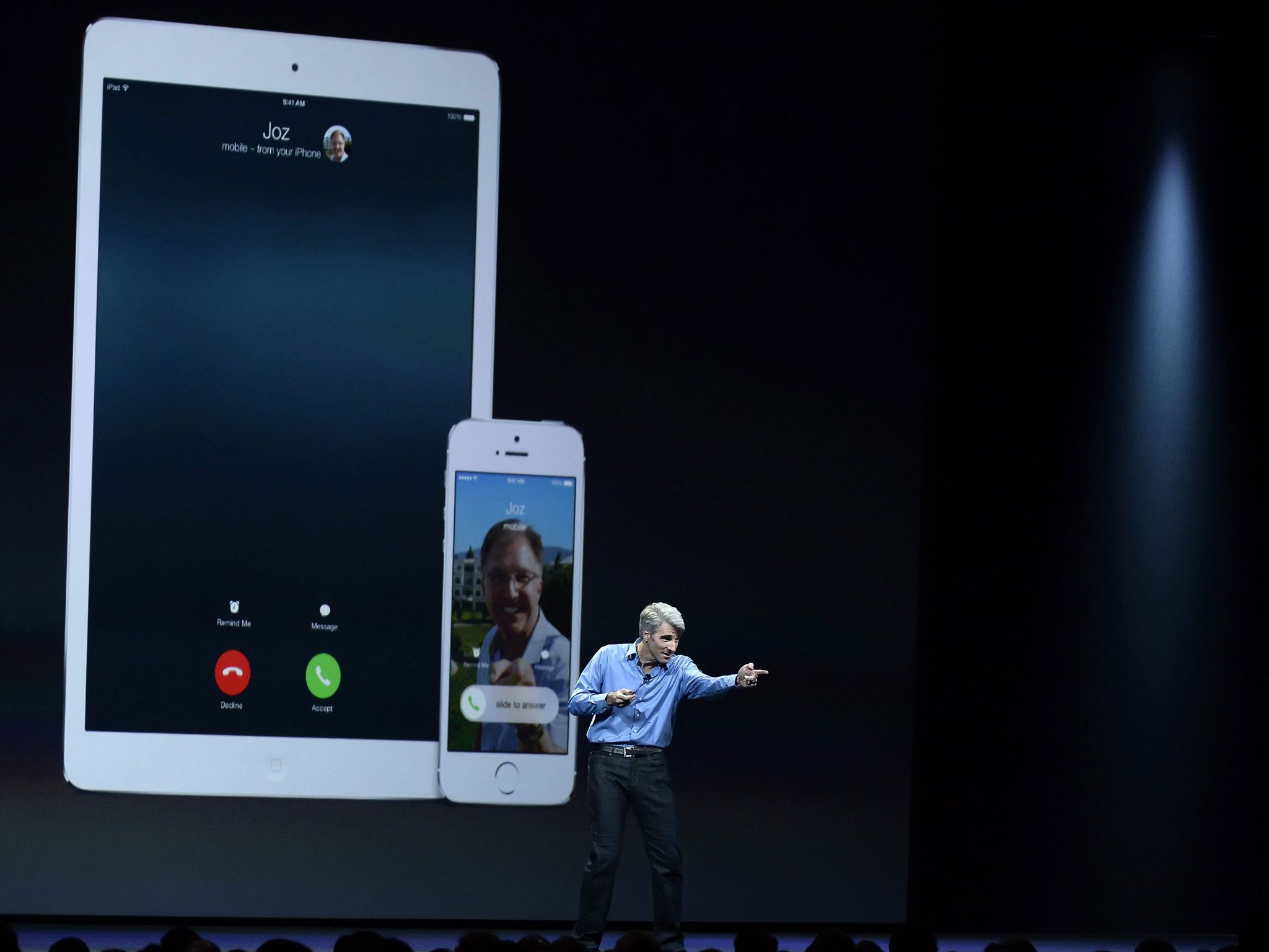 Apple Senior Vice President, Software Engineering Craig Federighi talks about some of the features in the new iOS 8 mobile operating system at the Apple Worldwide Developers Conference (WWDC) 2014