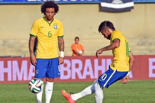 Neymar gave Brazil the lead from a free-kick