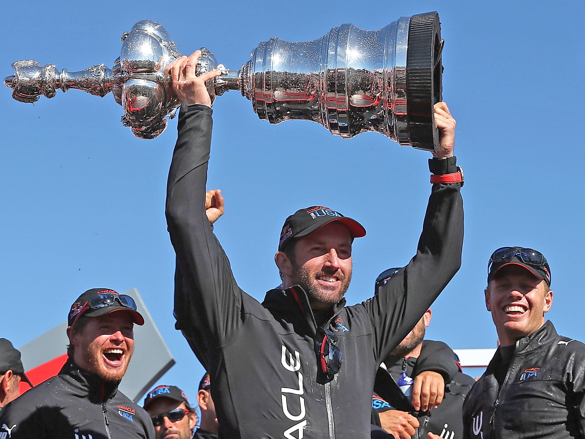Britain's Sir Ben Ainslie celebrates victory in last year's race