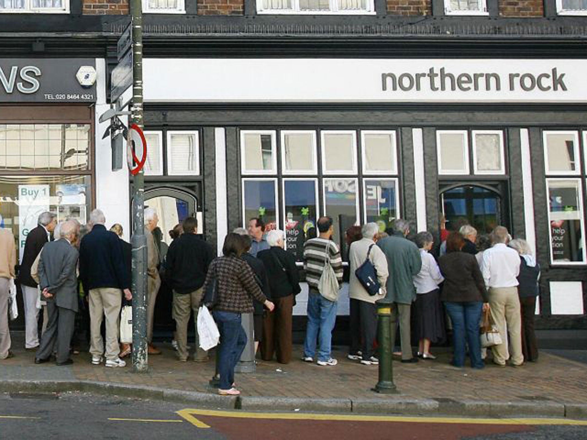 Queues outside of a Northern Rock Branch