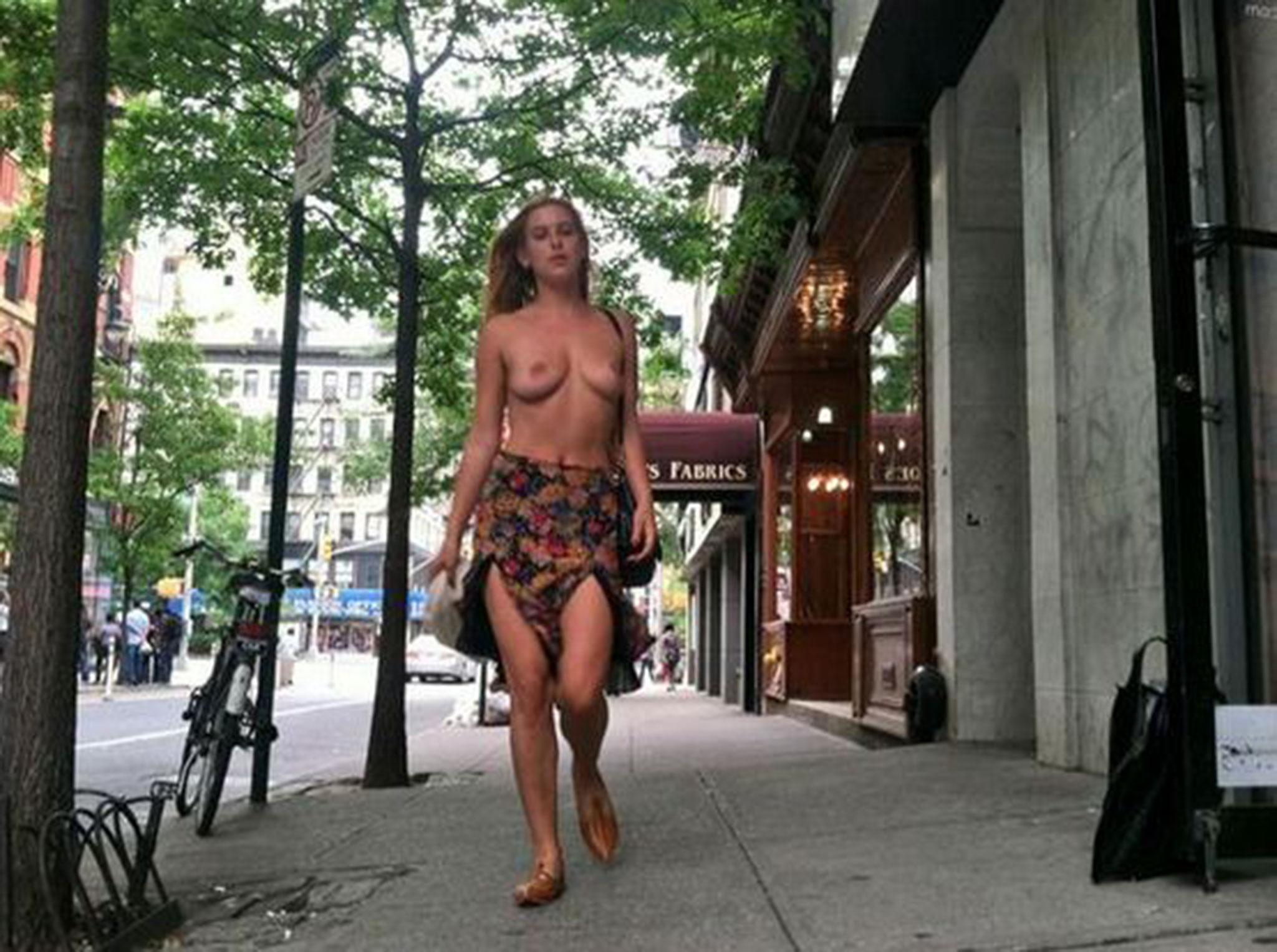 One of the images Scout Willis shared as part of topless protest
