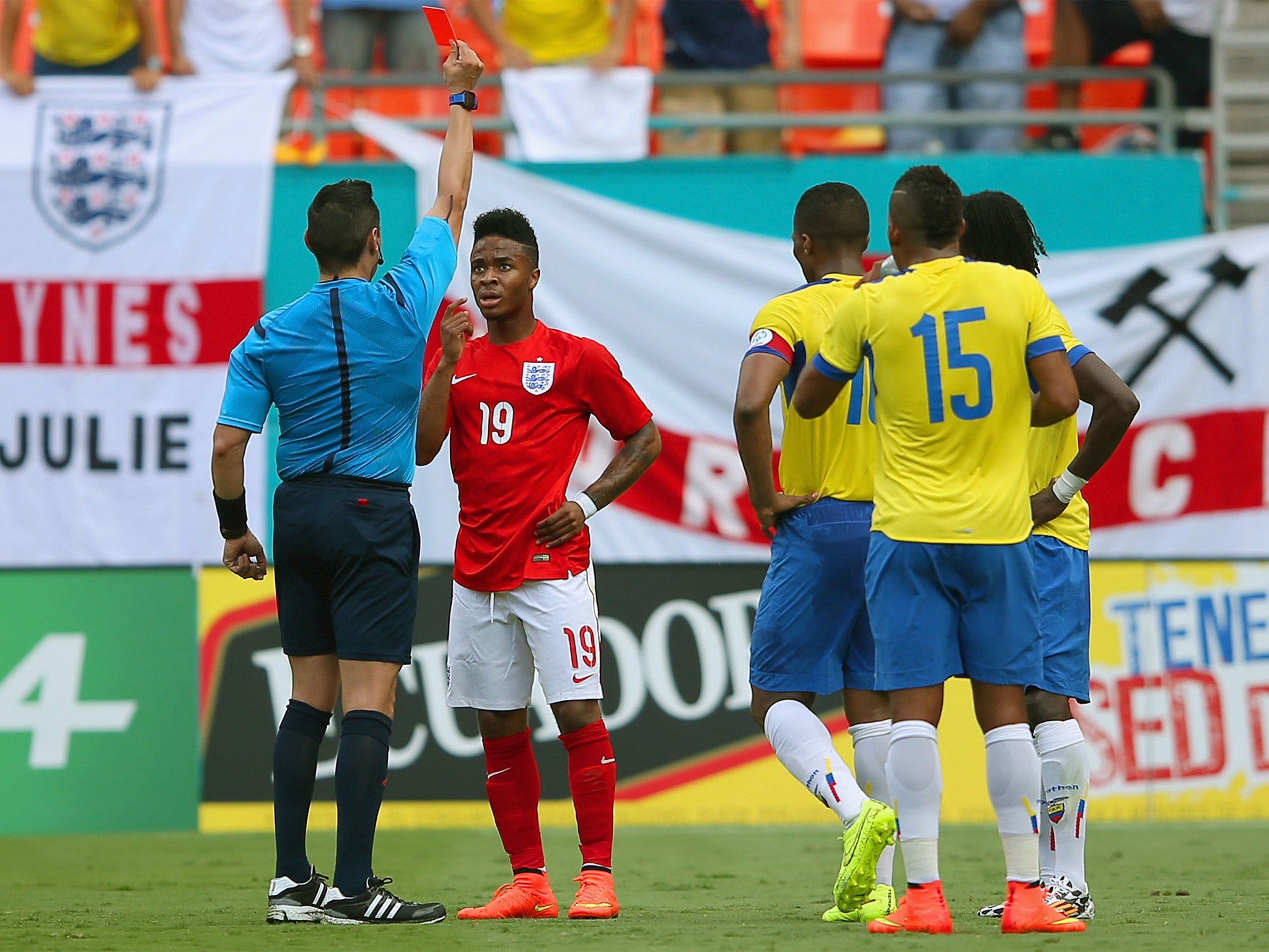 Raheem Sterling receives his marching orders (Getty)