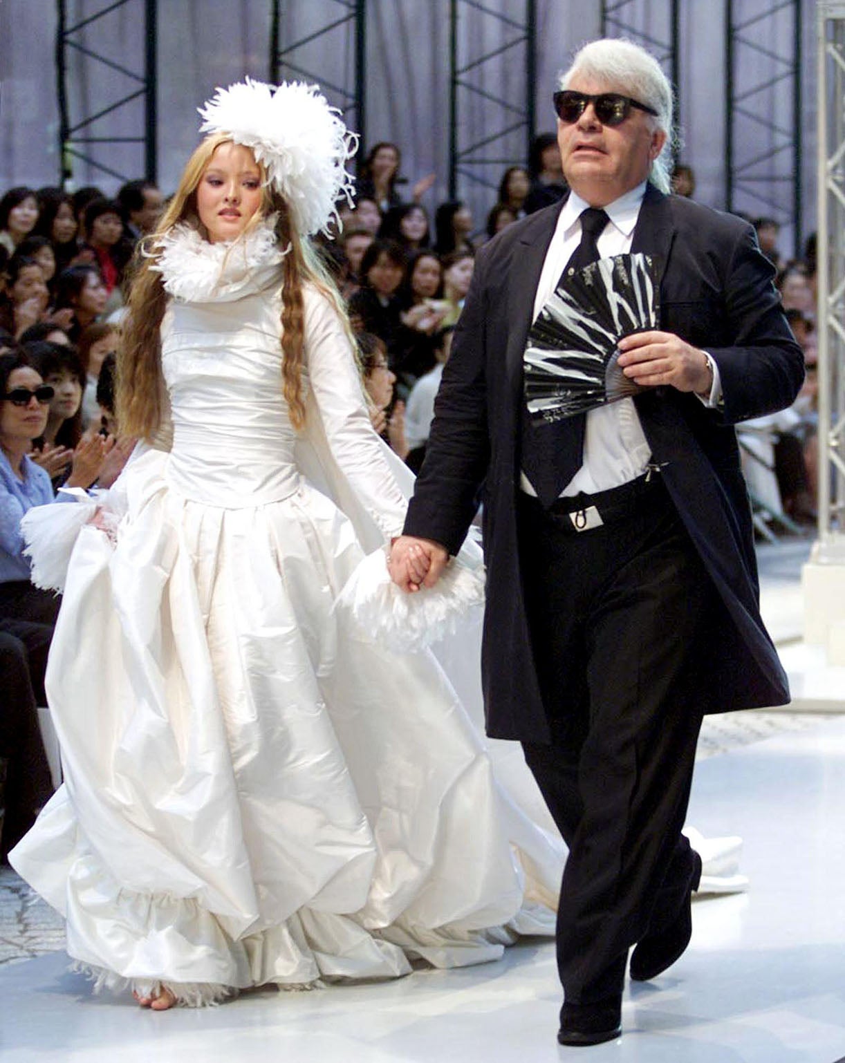 Karl Lagerfeld on the Chanel runway in Paris in 2000