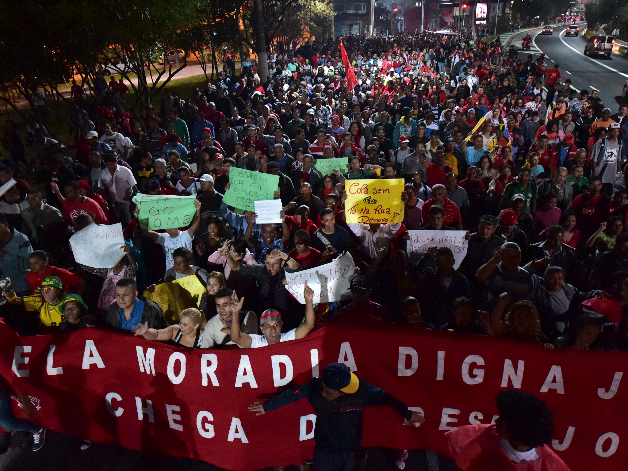 Protests and strikes caused traffic jams across the city