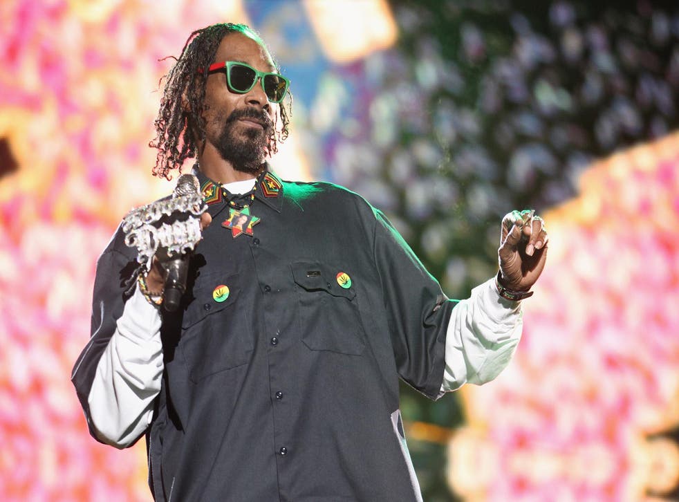 Snoop Dogg performs on stage at Coachella, 2012