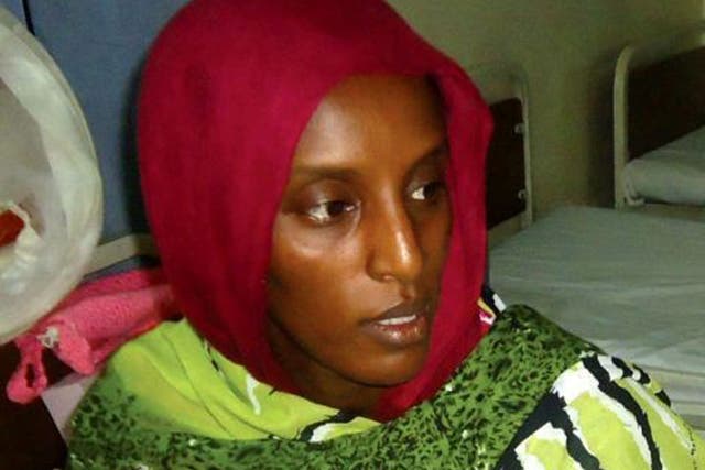 Meriam Ibrahim pictured in prison, where she gave birth to a daughter last month 