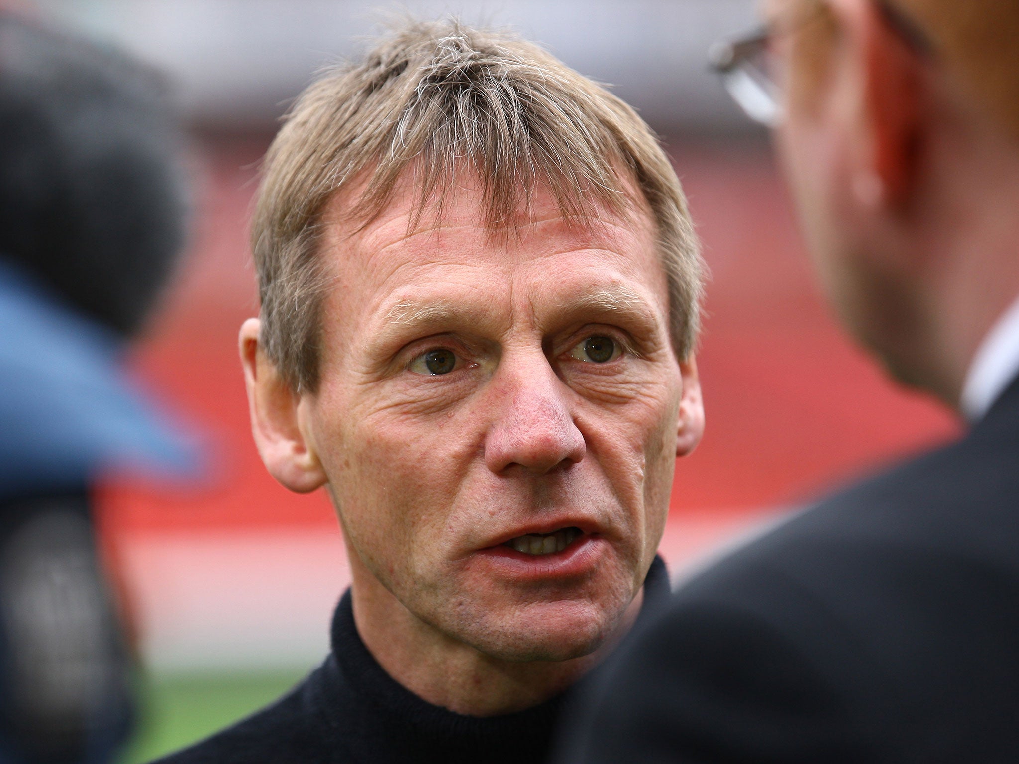Stuart Pearce is interviewed pitch side after being unveiled as the new Nottingham Forest Manager at the City Ground