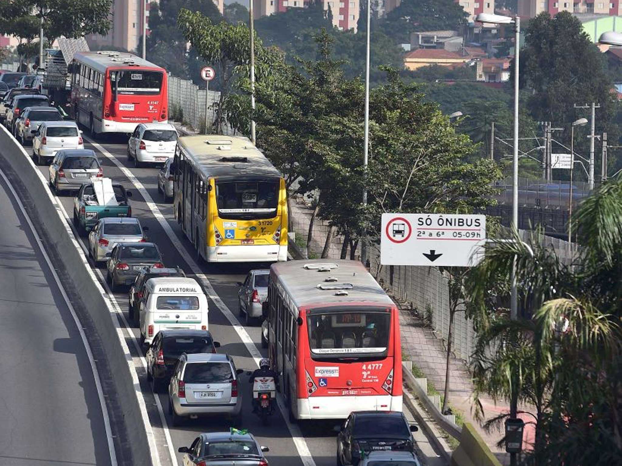 Heavy traffic in Sao Paulo during a metro strike