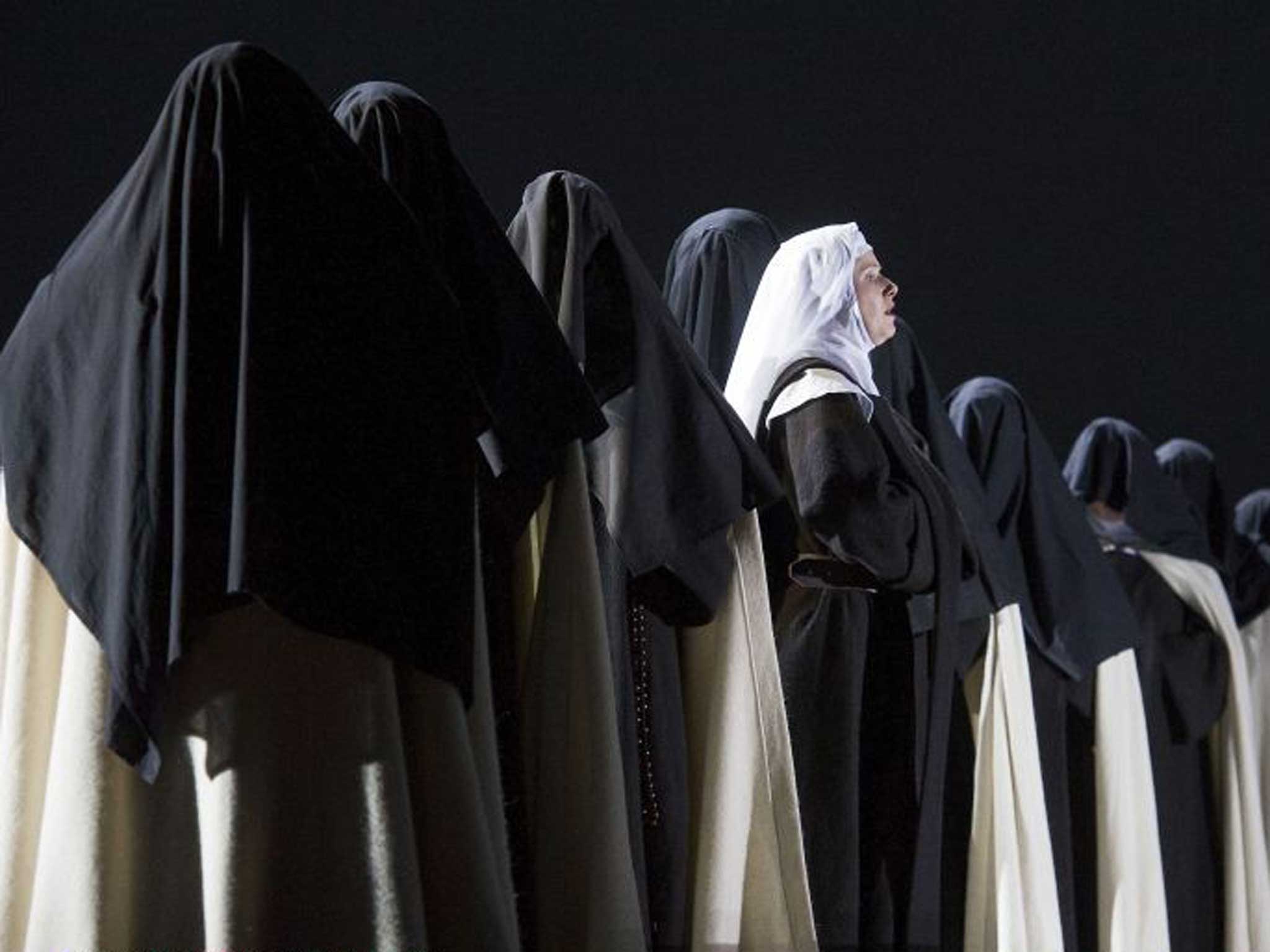 Nuns’ story: Sally Matthews and some of the 167-strong cast of Dialogues des Carmélites