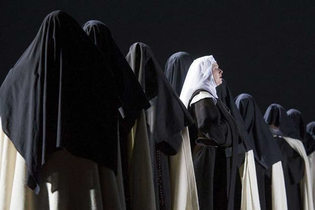 Nuns’ story: Sally Matthews and some of the 167-strong cast of Dialogues des Carmélites  
