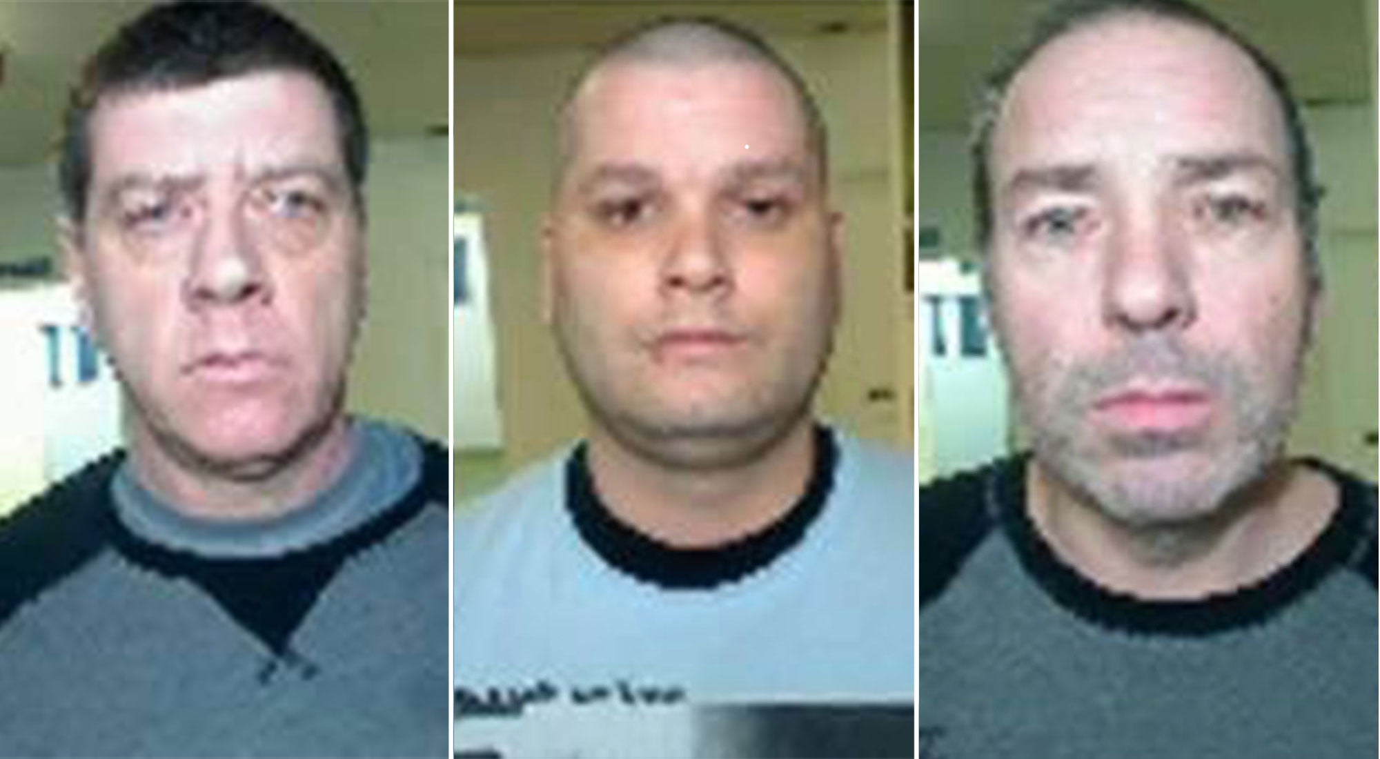 The three prisoners (left to right) Denis Lefebvre, Yves Denis and Serge Pomerleau fled in the remarkable breakout