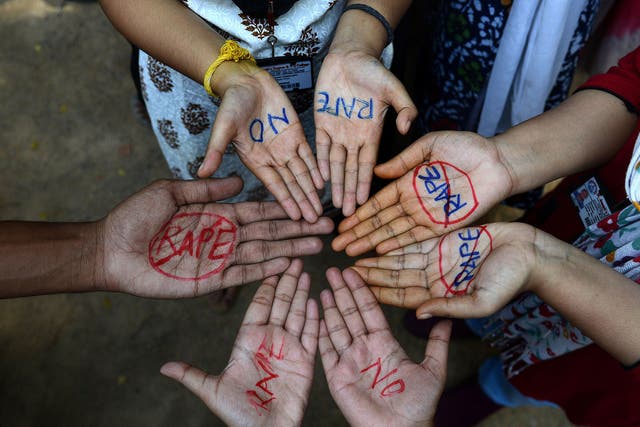 Indian students participate in an anti-rape protest 