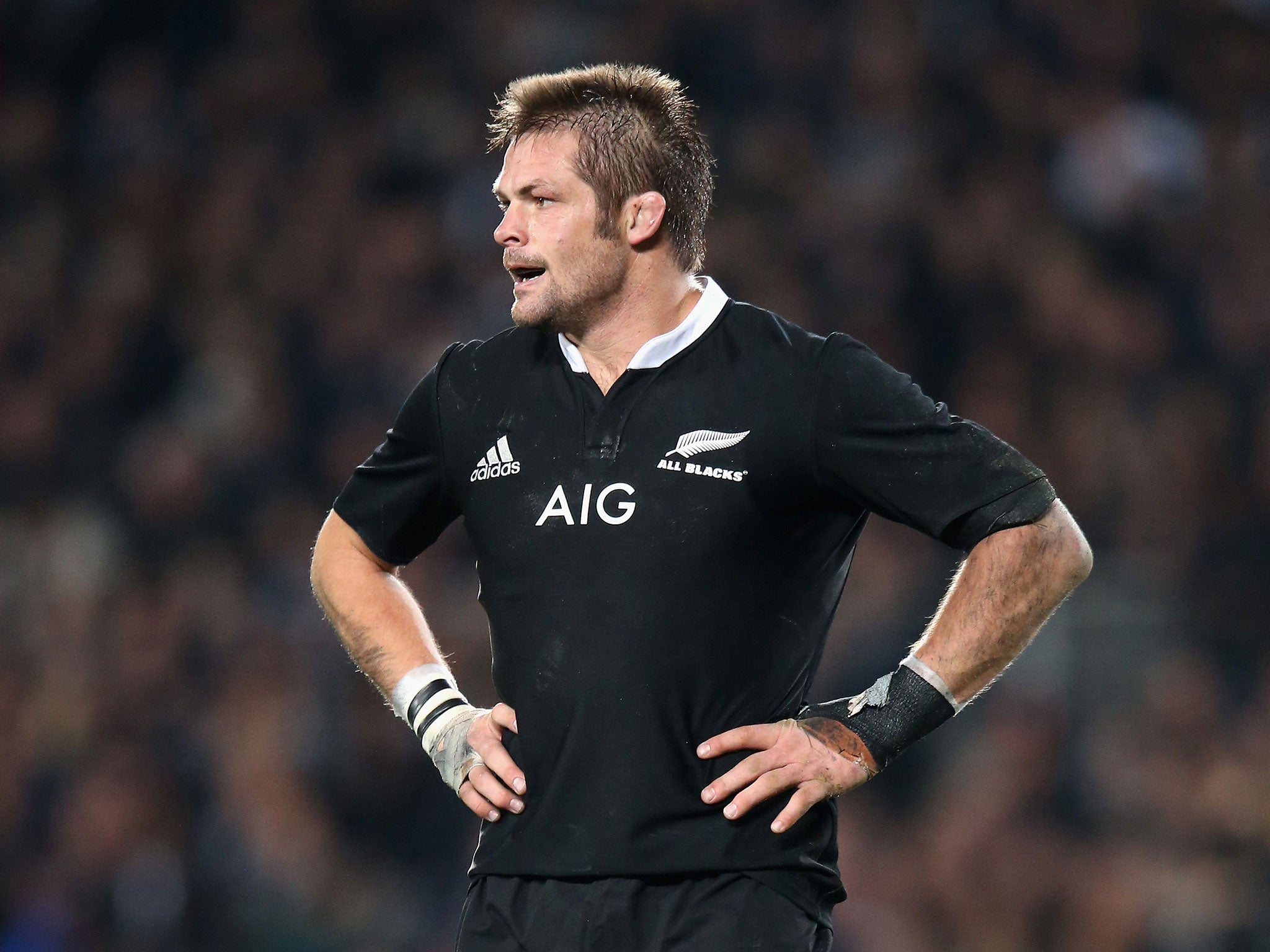 Richie McCaw takes a breather during the first Test between New Zealand and England