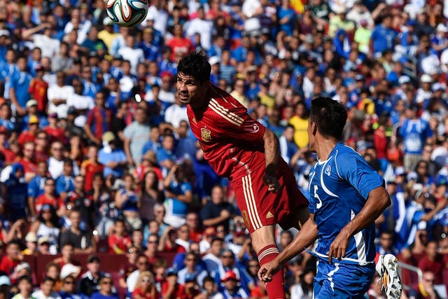 Diego Costa in action for Spain during their 2-0 victory over El Salvador