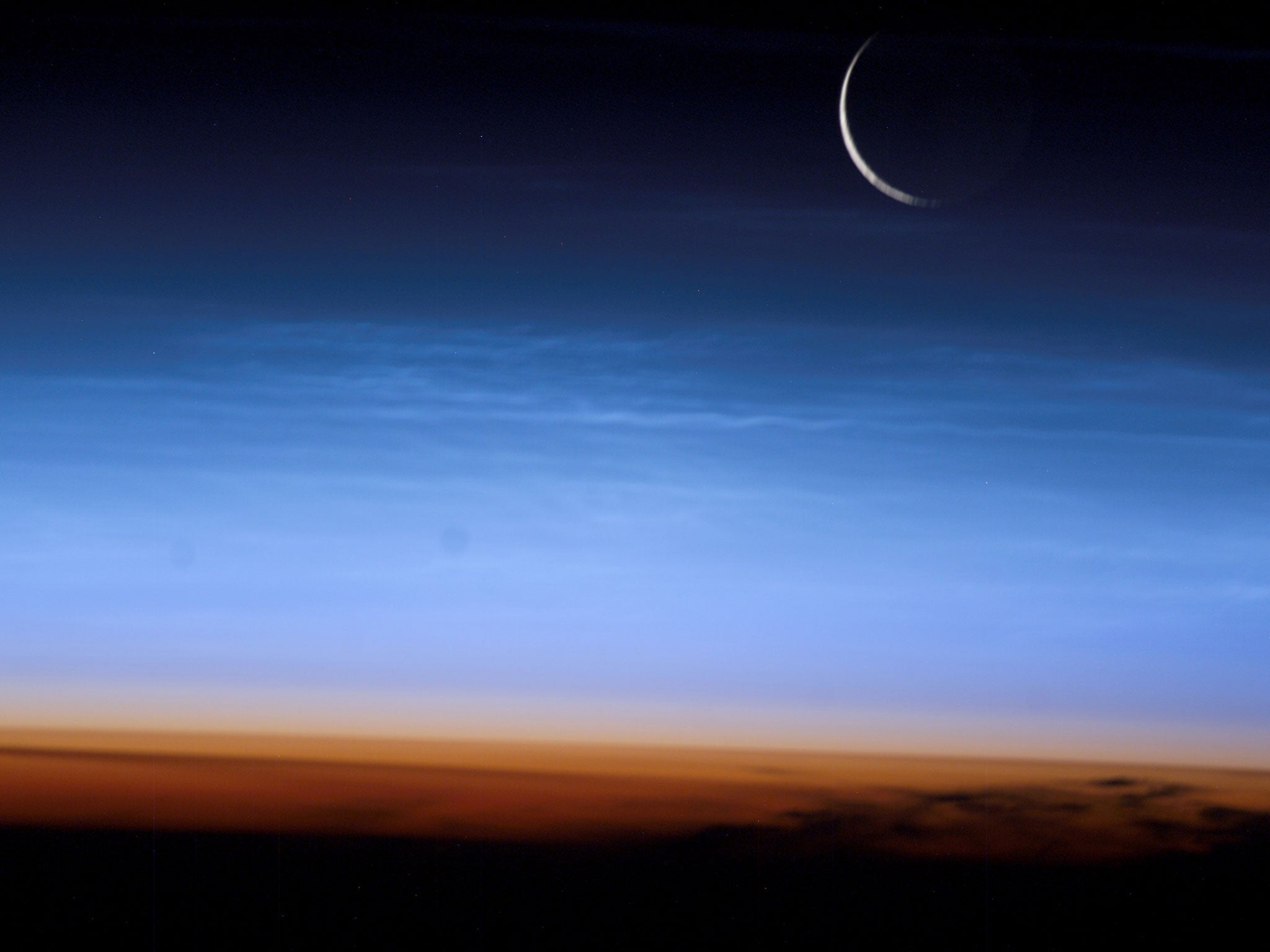 Noctilucent clouds shine only at night, after all the other clouds have left the skies.