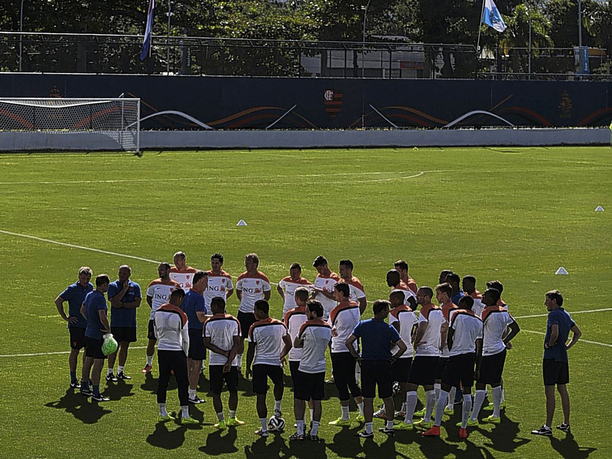 Coach Louis van Gaal with the Netherlands squad