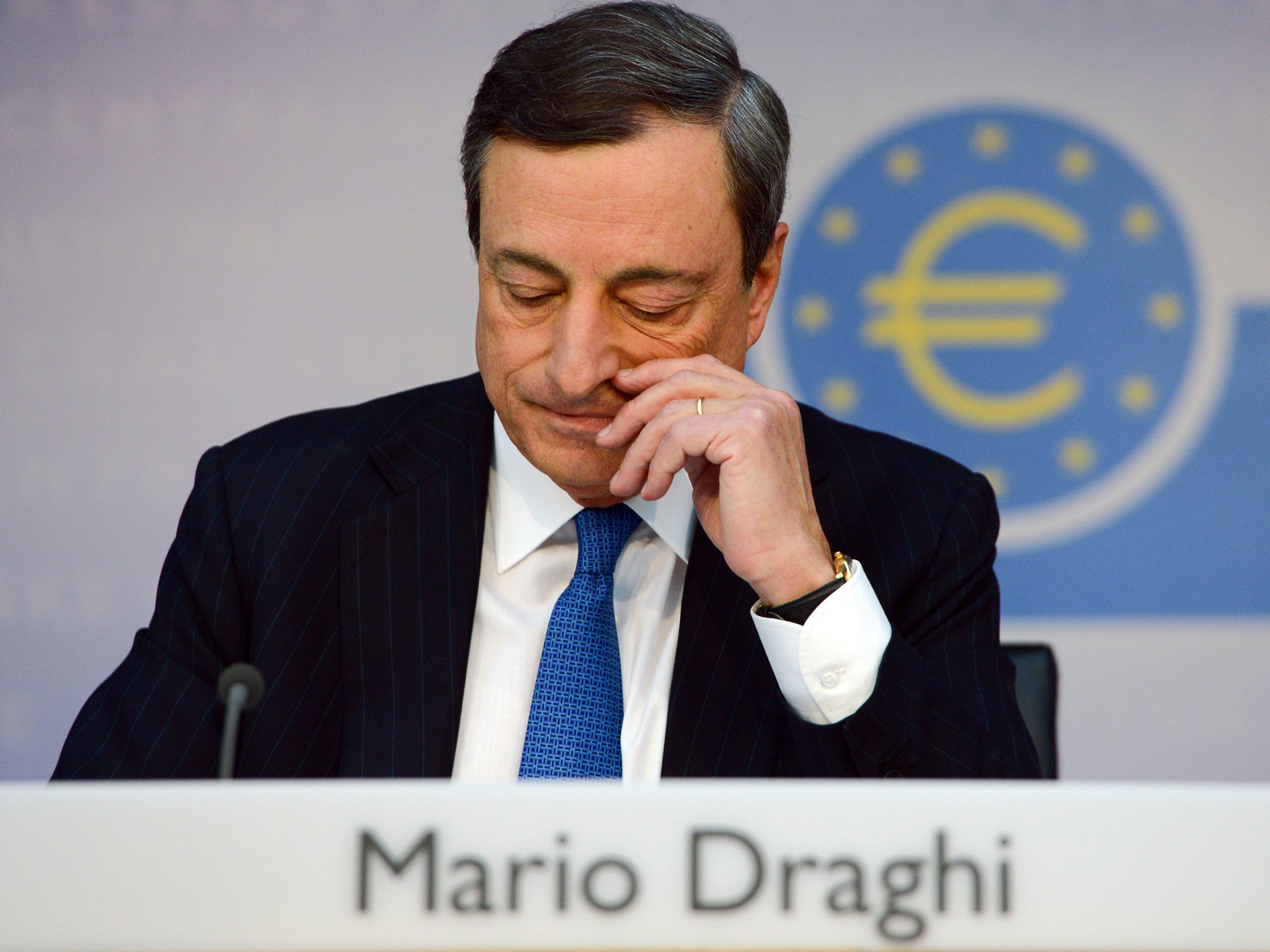 President of the European Central Bank (ECB) Mario Draghi attends a press conference in Frankfurt am Main, on June 5, 2014.