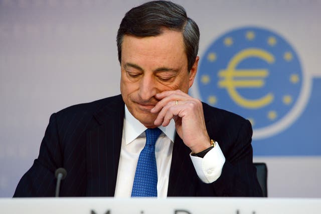 President of the European Central Bank (ECB) Mario Draghi attends a press conference in Frankfurt am Main, on June 5, 2014. 